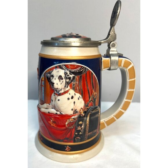 Budweiser Collector Edition Dalmatian Dog Stein With Pewter Lid & Certificate - Picture 1 of 7